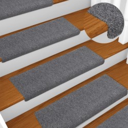 vidaXL Alfombrilla escalera 15 uds tela punzonada gris claro 65x21x4cm