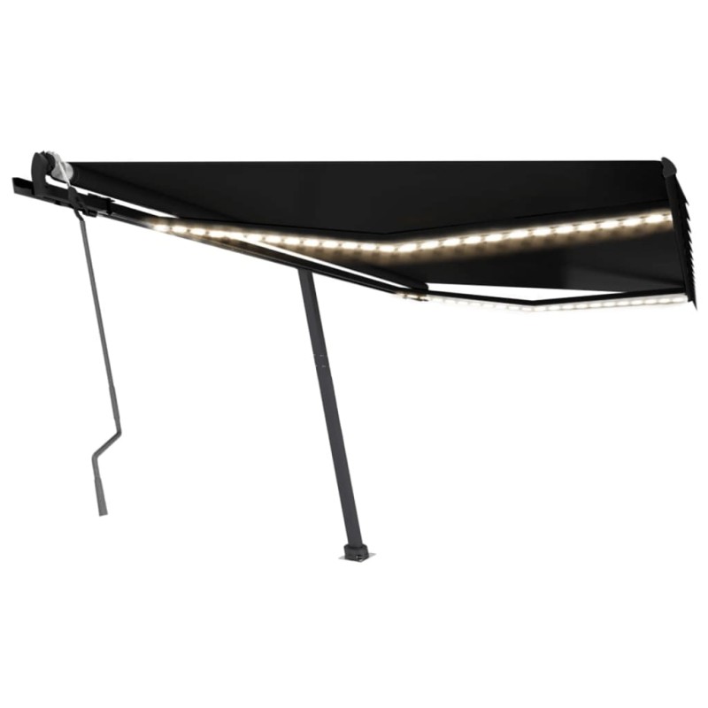 vidaXL Toldo retráctil manual con luz LED gris antracita 450x300 cm