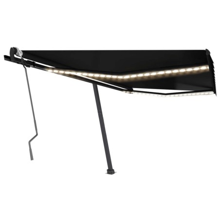 vidaXL Toldo retráctil manual con luz LED gris antracita 450x300 cm