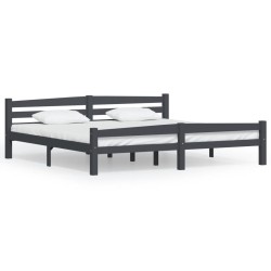 vidaXL Estructura de cama madera maciza pino gris oscuro 200x200 cm