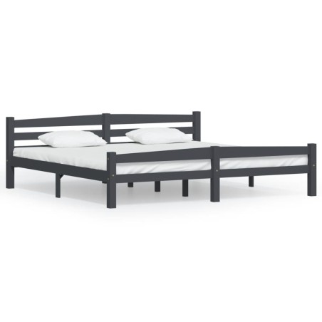 vidaXL Estructura de cama madera maciza pino gris oscuro 200x200 cm