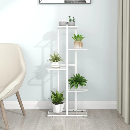 vidaXL Soporte de flores de 5 estantes de metal blanco 43x22x98 cm 