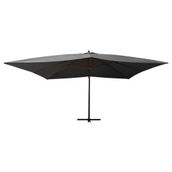vidaXL Sombrilla voladiza poste de madera antracita 400x300 cm 