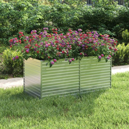 vidaXL Arriate de acero galvanizado plateado 160x80x77 cm