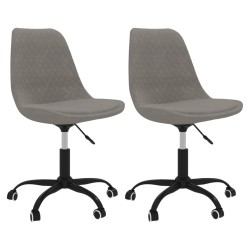 vidaXL Sillas de comedor giratorias 2 unidades tela gris claro
