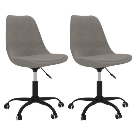 vidaXL Sillas de comedor giratorias 2 unidades tela gris claro
