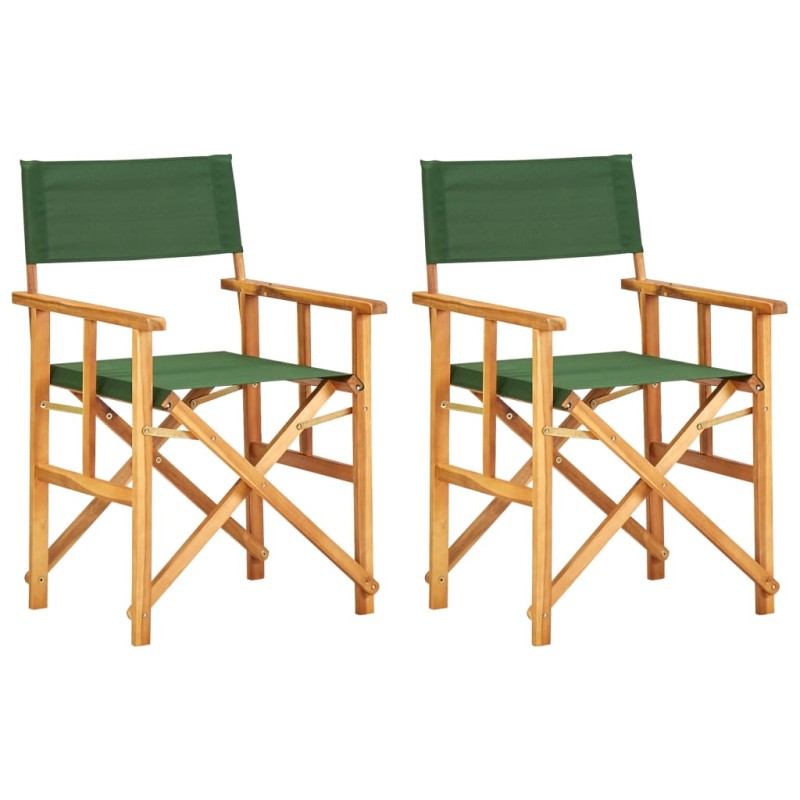 vidaXL Sillas de director 2 uds madera maciza de teca verde vidaXL Sillas de director 2 uds madera maciza de teca verde