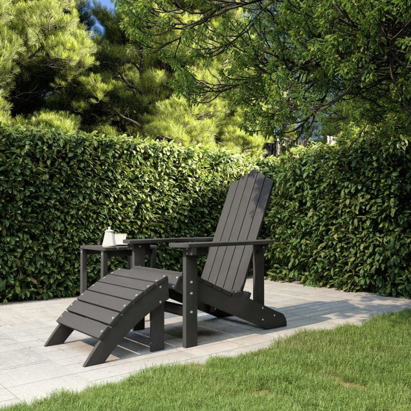 vidaXL Silla de jardín Adirondack con reposapiés HDPE antracita vidaXL Silla de jardín Adirondack con reposapiés HDPE antracita