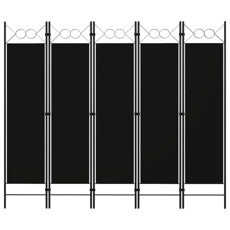 vidaXL Biombo divisor de 5 paneles negro 200x180 cm vidaXL Biombo divisor de 5 paneles negro 200x180 cm
