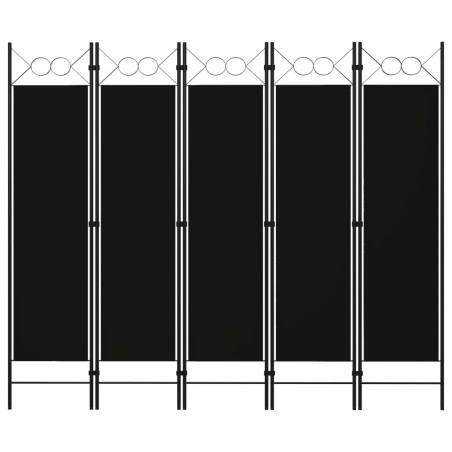 vidaXL Biombo divisor de 5 paneles negro 200x180 cm