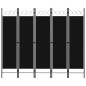 vidaXL Biombo divisor de 5 paneles negro 200x180 cm vidaXL Biombo divisor de 5 paneles negro 200x180 cm