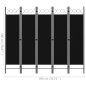 vidaXL Biombo divisor de 5 paneles negro 200x180 cm vidaXL Biombo divisor de 5 paneles negro 200x180 cm