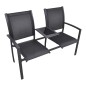 vidaXL Banco de 2 asientos 131 cm acero y textilene negro