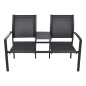 vidaXL Banco de 2 asientos 131 cm acero y textilene negro