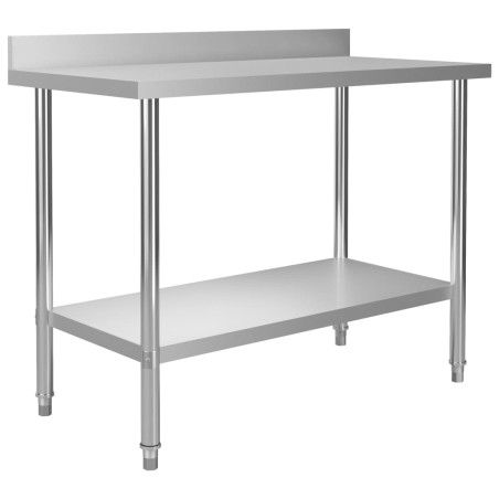 vidaXL Mesa trabajo cocina y salpicadero acero inoxidable 120x60x93 cm