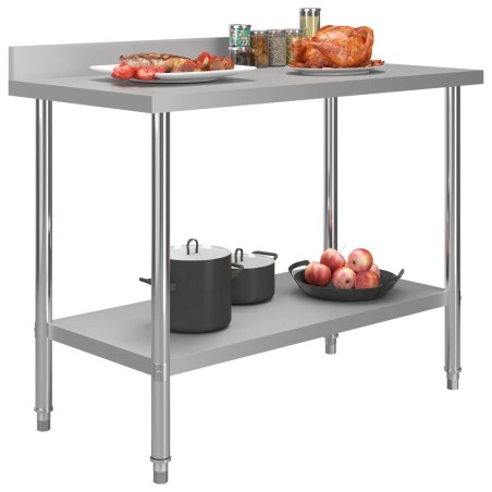 vidaXL Mesa trabajo cocina y salpicadero acero inoxidable 120x60x93 cm