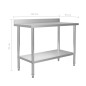 vidaXL Mesa trabajo cocina y salpicadero acero inoxidable 120x60x93 cm