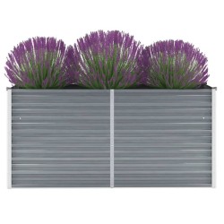 vidaXL Arriate de jardín de acero galvanizado gris 160x40x77 cm