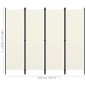 vidaXL Biombo divisor de 4 paneles blanco crema 200x180 cm vidaXL Biombo divisor de 4 paneles blanco crema 200x180 cm