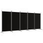 vidaXL Biombo divisor de 5 paneles de tela negro 433x180 cm vidaXL Biombo divisor de 5 paneles de tela negro 433x180 cm