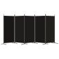 vidaXL Biombo divisor de 5 paneles de tela negro 433x180 cm vidaXL Biombo divisor de 5 paneles de tela negro 433x180 cm