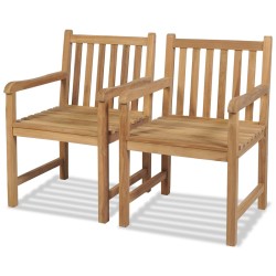 vidaXL Sillas de jardín 2 unidades madera de teca maciza