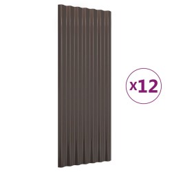 vidaXL Paneles de tejado 12 unidades acero recubierto marrón 100x36 cm