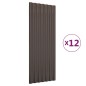 vidaXL Paneles de tejado 12 unidades acero recubierto marrón 100x36 cm