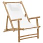 vidaXL Silla de playa de bambú y lona blanco crema 