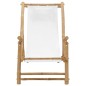 vidaXL Silla de playa de bambú y lona blanco crema 