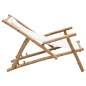vidaXL Silla de playa de bambú y lona blanco crema 