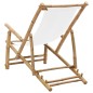 vidaXL Silla de playa de bambú y lona blanco crema 