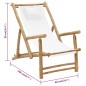 vidaXL Silla de playa de bambú y lona blanco crema 