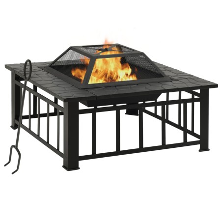 vidaXL Brasero con atizador acero 79x79x46,5 cm