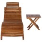 vidaXL Tumbona con mesita de madera maciza de acacia marrón vidaXL Tumbona con mesita de madera maciza de acacia marrón