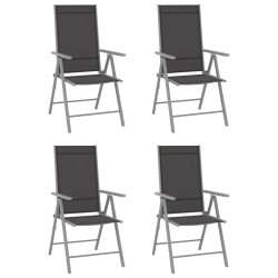 vidaXL Sillas de jardín plegables 4 unidades textilene negro