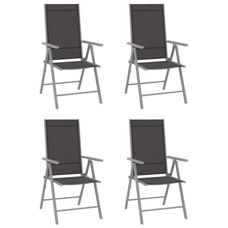 vidaXL Sillas de jardín plegables 4 unidades textilene negro vidaXL Sillas de jardín plegables 4 unidades textilene negro