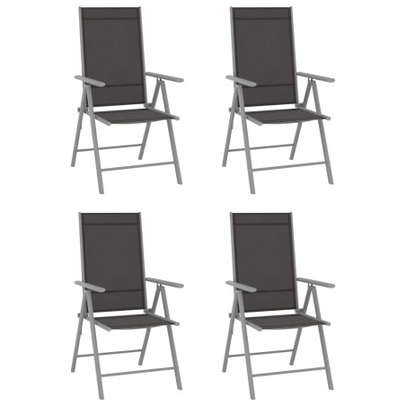 vidaXL Sillas de jardín plegables 4 unidades textilene negro