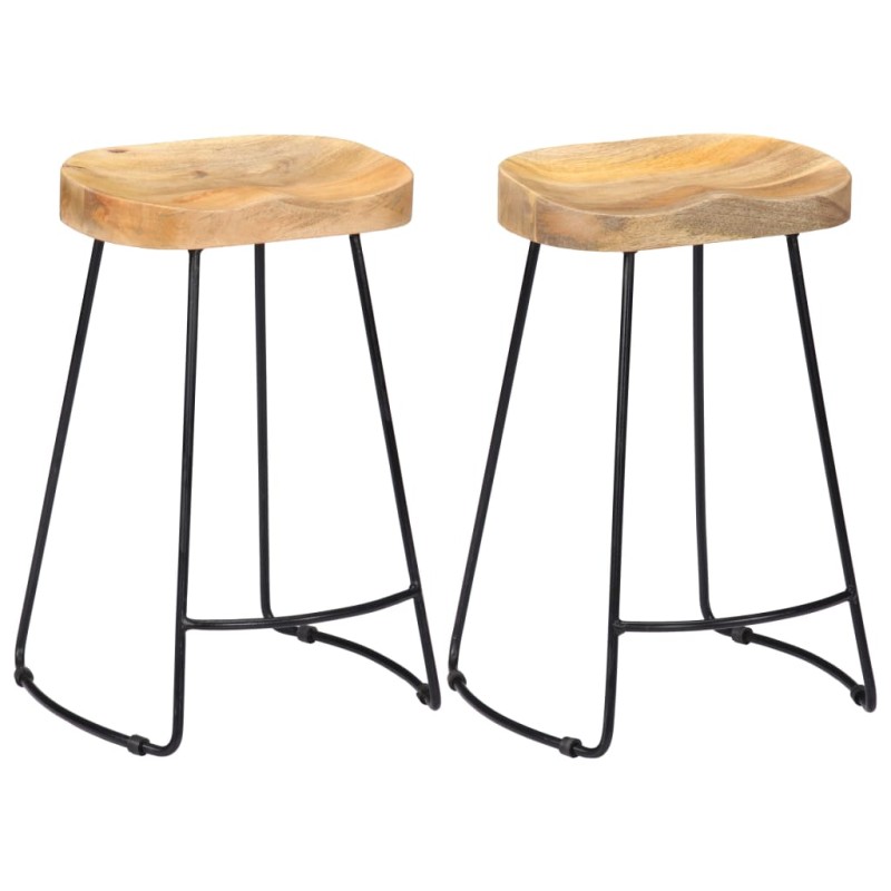vidaXL Taburetes de cocina gavin 2 unidades madera maciza de mango vidaXL Taburetes de cocina gavin 2 unidades madera maciza de mango