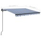 vidaXL Toldo manual retráctil con postes azul y blanco 3x2,5 m vidaXL Toldo manual retráctil con postes azul y blanco 3x2,5 m