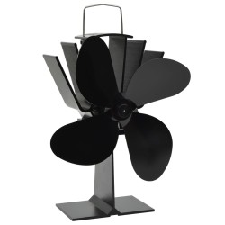 vidaXL Ventilador de estufa accionado por calor 4 aspas negro 