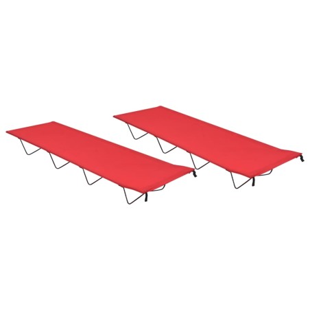 vidaXL Camas de camping 2 uds tela Oxford y acero rojo 180x60x19 cm