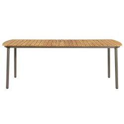 vidaXL Mesa de jardín madera maciza de acacia y acero 200x100x72 cm 