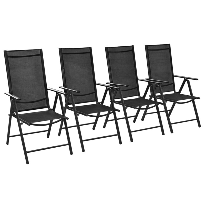 vidaXL Sillas plegables de jardín 4 uds aluminio y textilene negro vidaXL Sillas plegables de jardín 4 uds aluminio y textilene negro