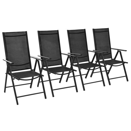 vidaXL Sillas plegables de jardín 4 uds aluminio y textilene negro