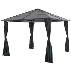 vidaXL Cenador con cortinas aluminio 3x3 m negro