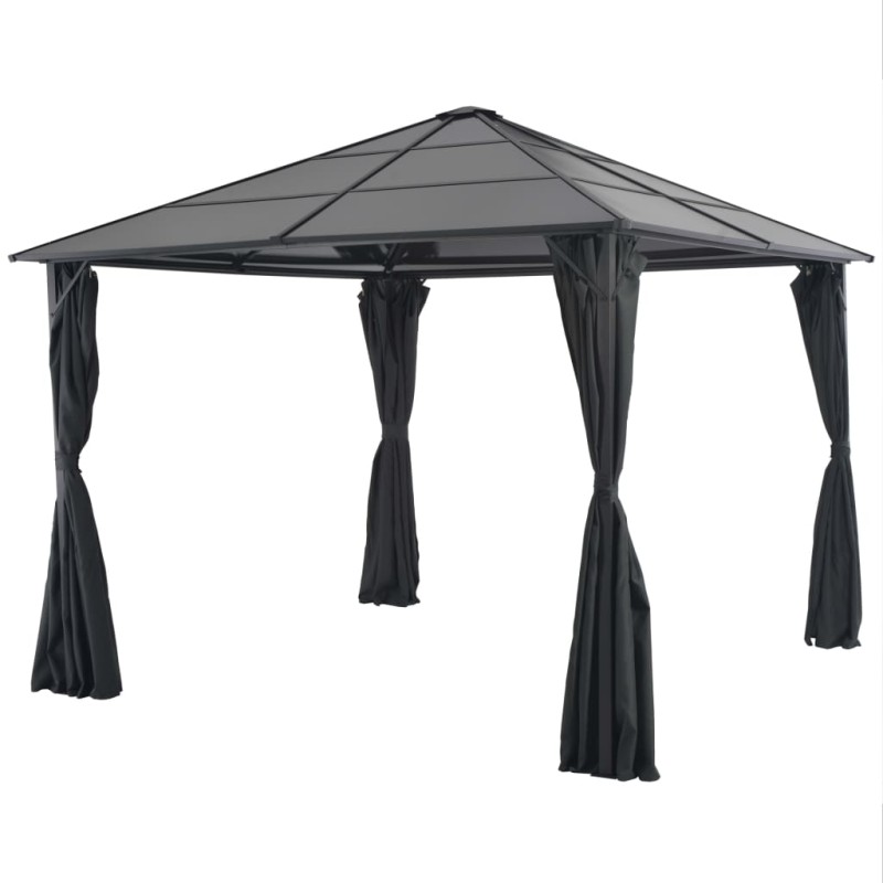 vidaXL Cenador con cortinas aluminio 3x3 m negro vidaXL Cenador con cortinas aluminio 3x3 m negro