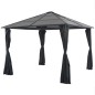 vidaXL Cenador con cortinas aluminio 3x3 m negro vidaXL Cenador con cortinas aluminio 3x3 m negro