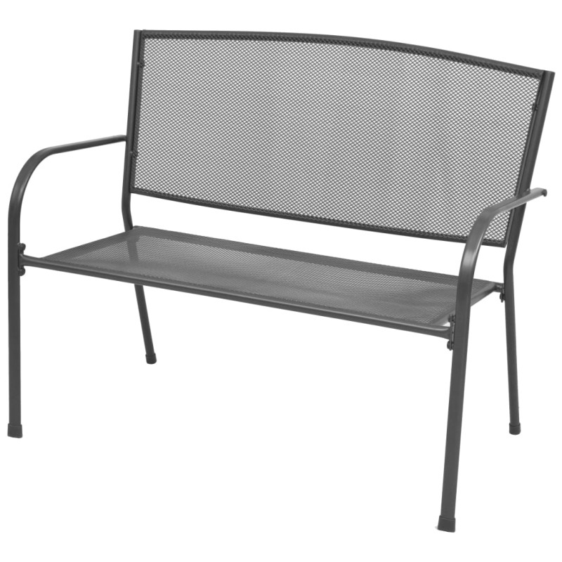 vidaXL Banco de jardín 108 cm acero y malla gris antracita vidaXL Banco de jardín 108 cm acero y malla gris antracita