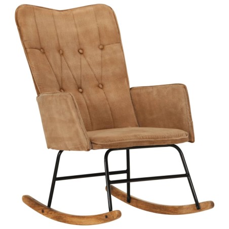 vidaXL Silla mecedora de lona vintage marrón